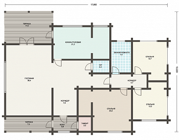 Проект одноэтажного дома с огромной гостиной / План 1 этажа