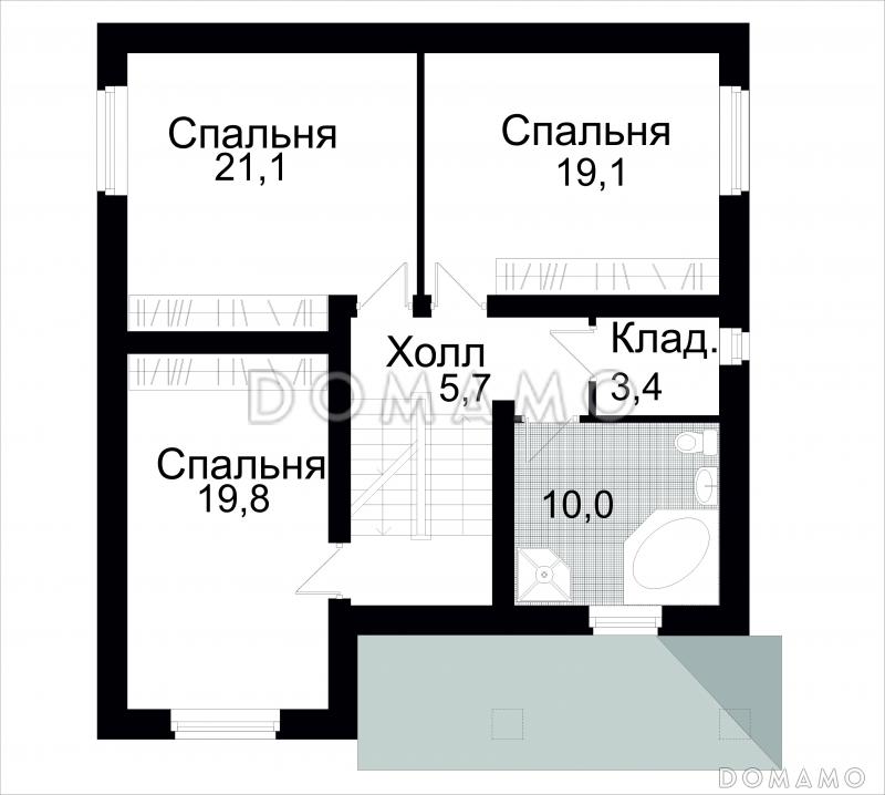 Проект коттеджа с комбинированной отделкой стен / План 2 этажа