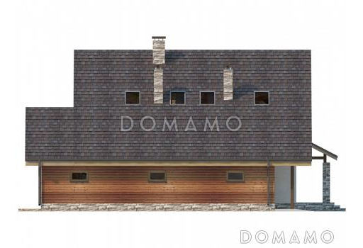 Проект загородного дома с мансардой и гаражом для двух автомобилей / Фасад 4