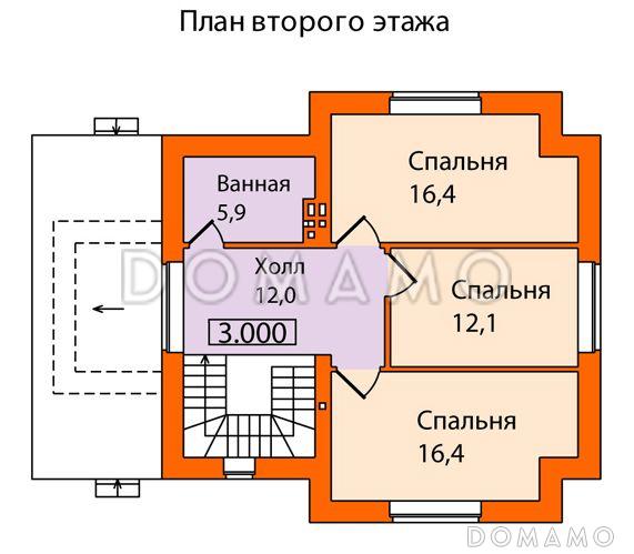 Проект дома по технологии ЛСТК с простой и удобной планировкой / План мансардного этажа