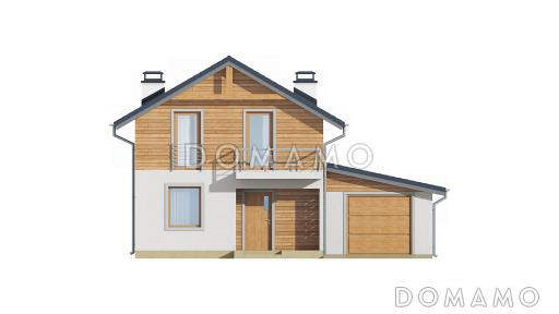 Проект двухэтажного дома из газобетона с кабинетом и гаражом справа / Фасад 1