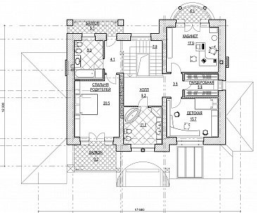 Проект коттеджа с гаражом / План 2 этажа