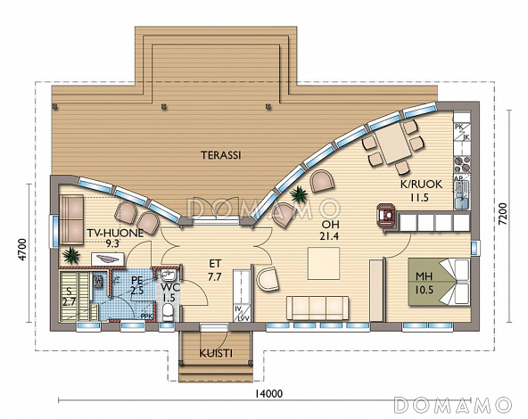 Проект современной каркасной сауны / План 1 этажа