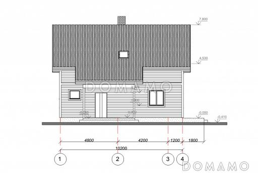 Проект лаконичного дома с лоджией в скандинавском стиле / входной фасад