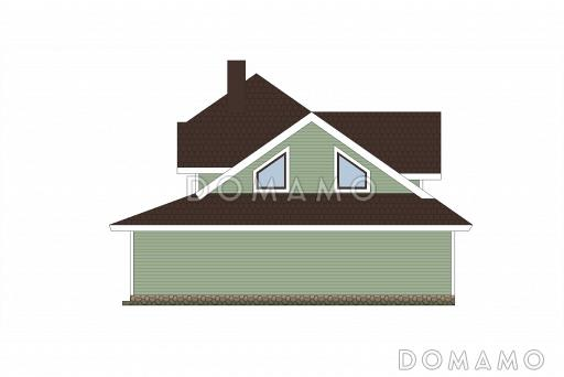 Проект дома из газобетона с местом для трех авто / Фасад 2