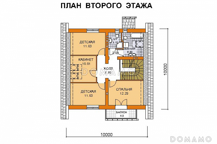 Проект дома из пеноблоков до 150 кв.м / План мансардного этажа