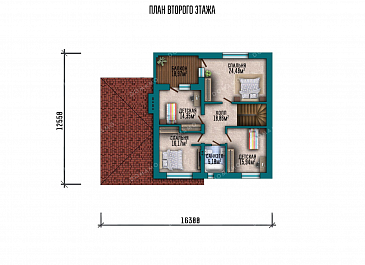 Проект двухэтажного дома с террасой и гаражом / План 2 этажа