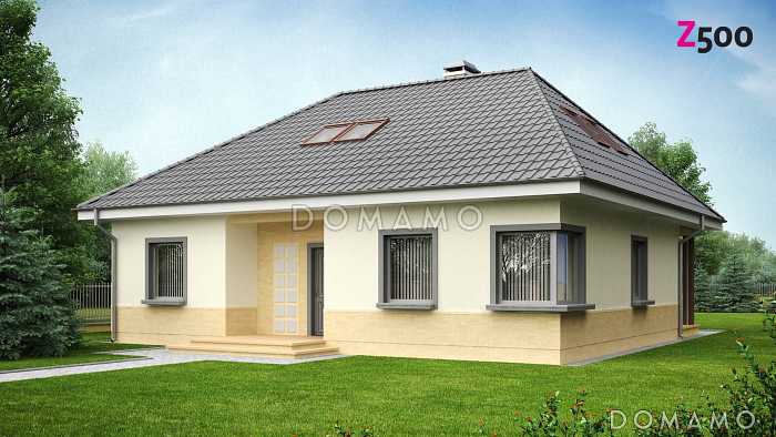 Проект большого одноэтажного мансардного дома из кирпича с тремя спальнями на каждом этаже