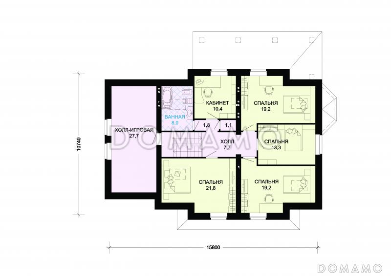 Проект дома из газобетона с выразительным фасадом / План мансардного этажа