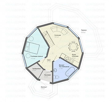 Проект дома в стиле хай-тек / План 1 этажа