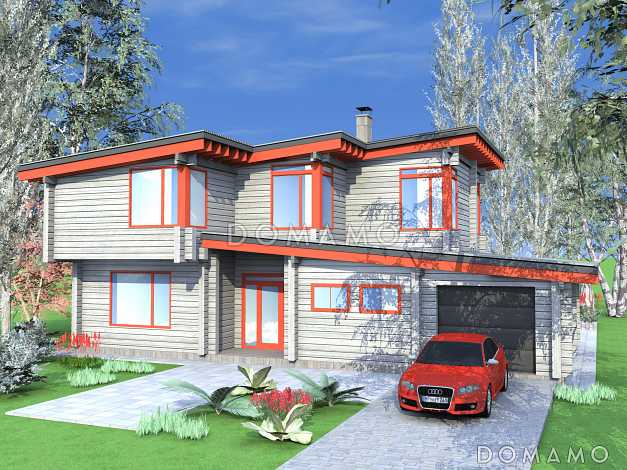 Проект коттеджа из бруса в современном стиле