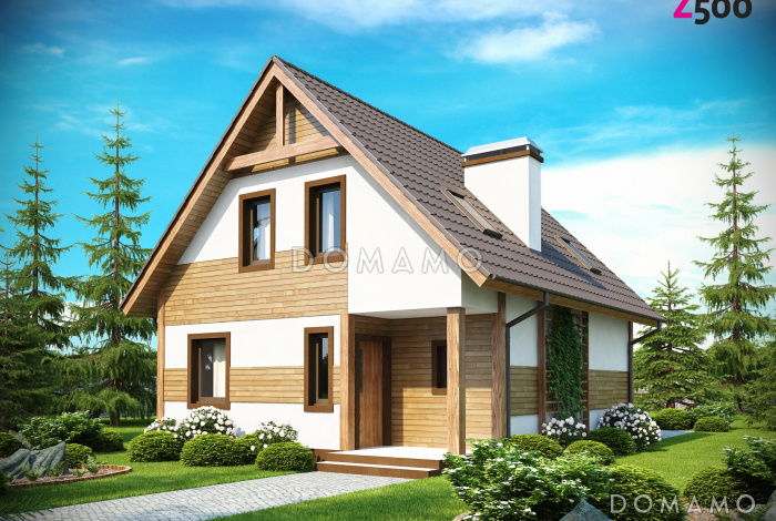 Проект простого одноэтажного мансардного дома из газобетона с тремя спальнями