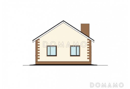 Проект дома с кладовой, кухней-столовой, гостиной, тремя спальнями / Фасад 3