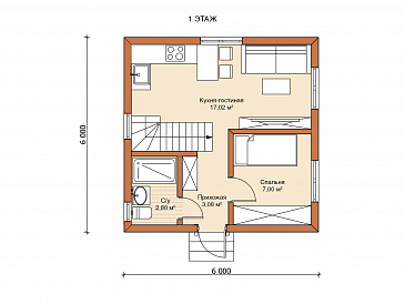 Каркасный дом "Белл" / План 1 этажа