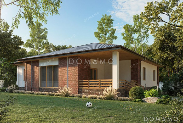 Проект одноэтажного дома со встроенным гаражом