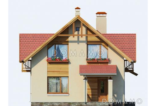 Проект дома из пеноблоков с просторной гостиной и двумя балконами / Фасад 1