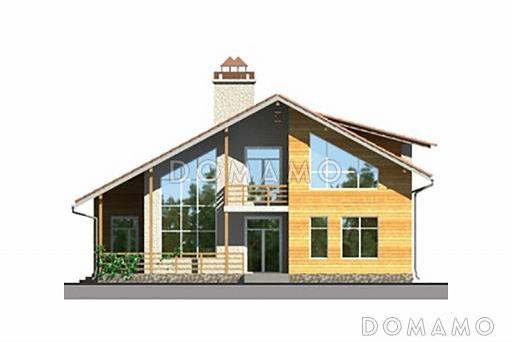 Проект дома с двумя крытыми угловыми террасами / Фасад 1