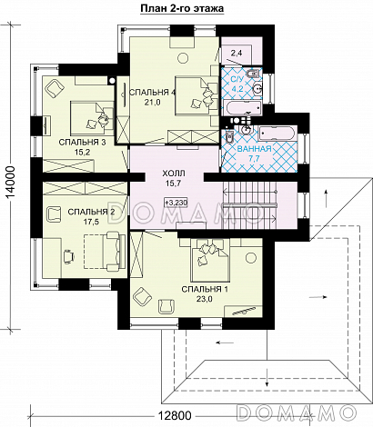 Проект дома из газобетона с большим гаражом / План 2 этажа
