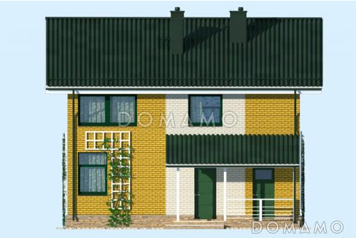 Проект двухэтажного дома с террасой при гостиной / Фасад 1