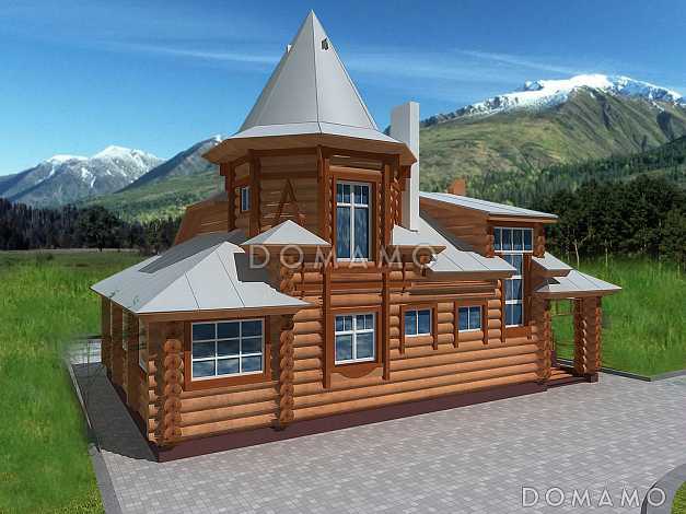 Проект двухэтажного дома из бруса с небольшой кухней, тремя спальнями на втором этаже