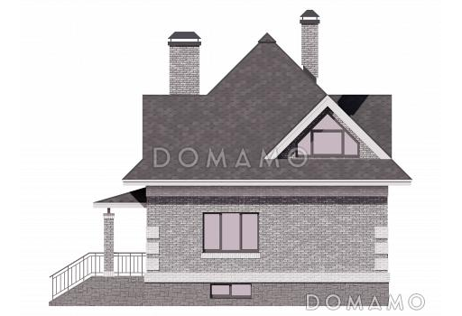 Проект загородного дома с шатровой крышей и цокольным этажом / Фасад 1