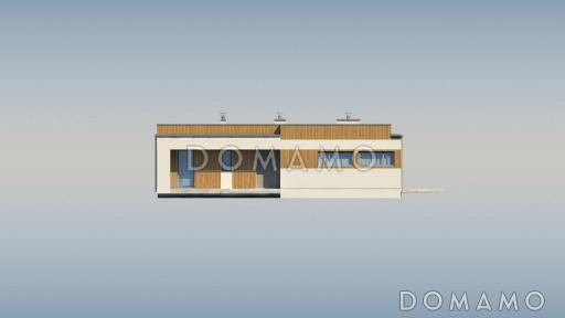 Проект просторного современного одноэтажного дома из газобетона с тремя спальнями, кабинетом / Фасад 2