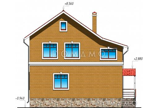 Проект компактного двухэтажного дома / Фасад 3