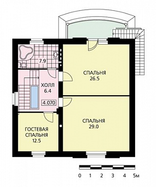 Проект дома из пеноблоков с элементами модерна, рациональной планировкой, большой гостиной на первом этаже / План 2 этажа