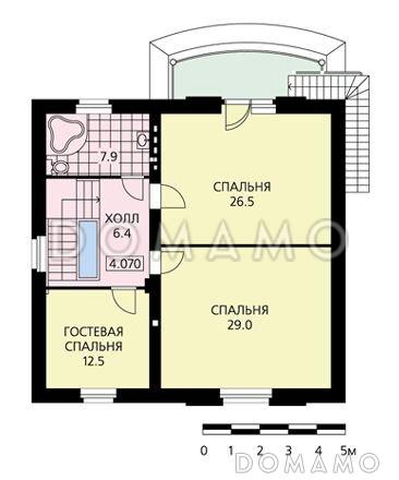Проект дома из пеноблоков с элементами модерна, рациональной планировкой, большой гостиной на первом этаже / План 2 этажа