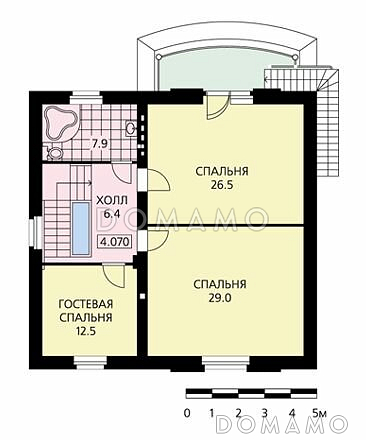 Проект дома из пеноблоков с элементами модерна, рациональной планировкой, большой гостиной на первом этаже / План 2 этажа