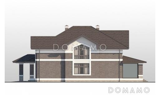 Проект просторного дома с гаражом, крытой террасой и пятью спальнями / Фасад 2