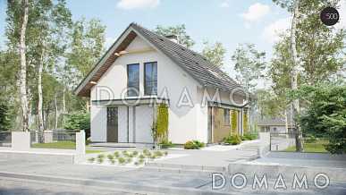 Проект компактного одноэтажного мансардного дома из газобетона с тремя спальнями и кабинетом