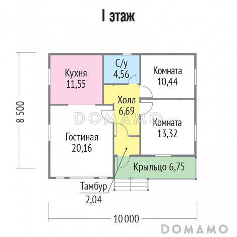 Проект изысканного каркасного дома / План 1 этажа