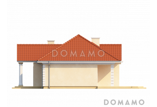 Проект одноэтажного дома из газобетона со свободной планировкой на мансардном этаже / Фасад 4