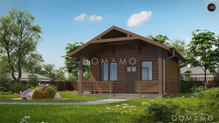 Проект компактной бани из газобетона с комнатой отдыха и крытой террасой